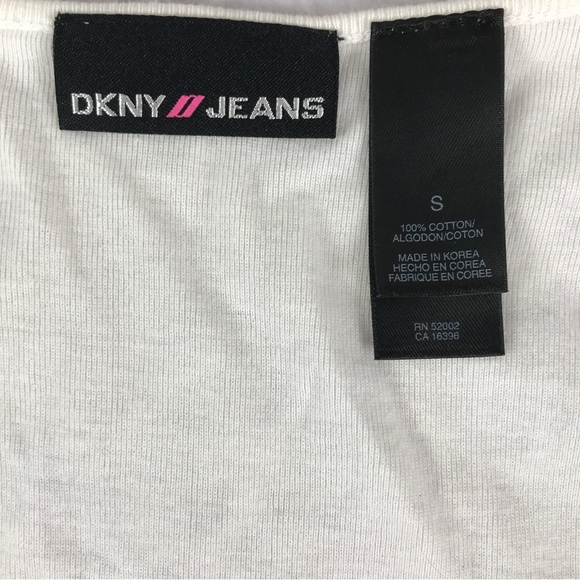Vintage‎ DKNY Baby Tee Cotton Lattice Donna Karan New York Label Size Small - Picture 5 of 8